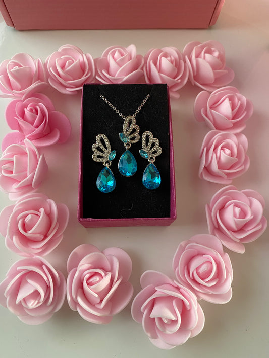 Butterfly necklace and earrings