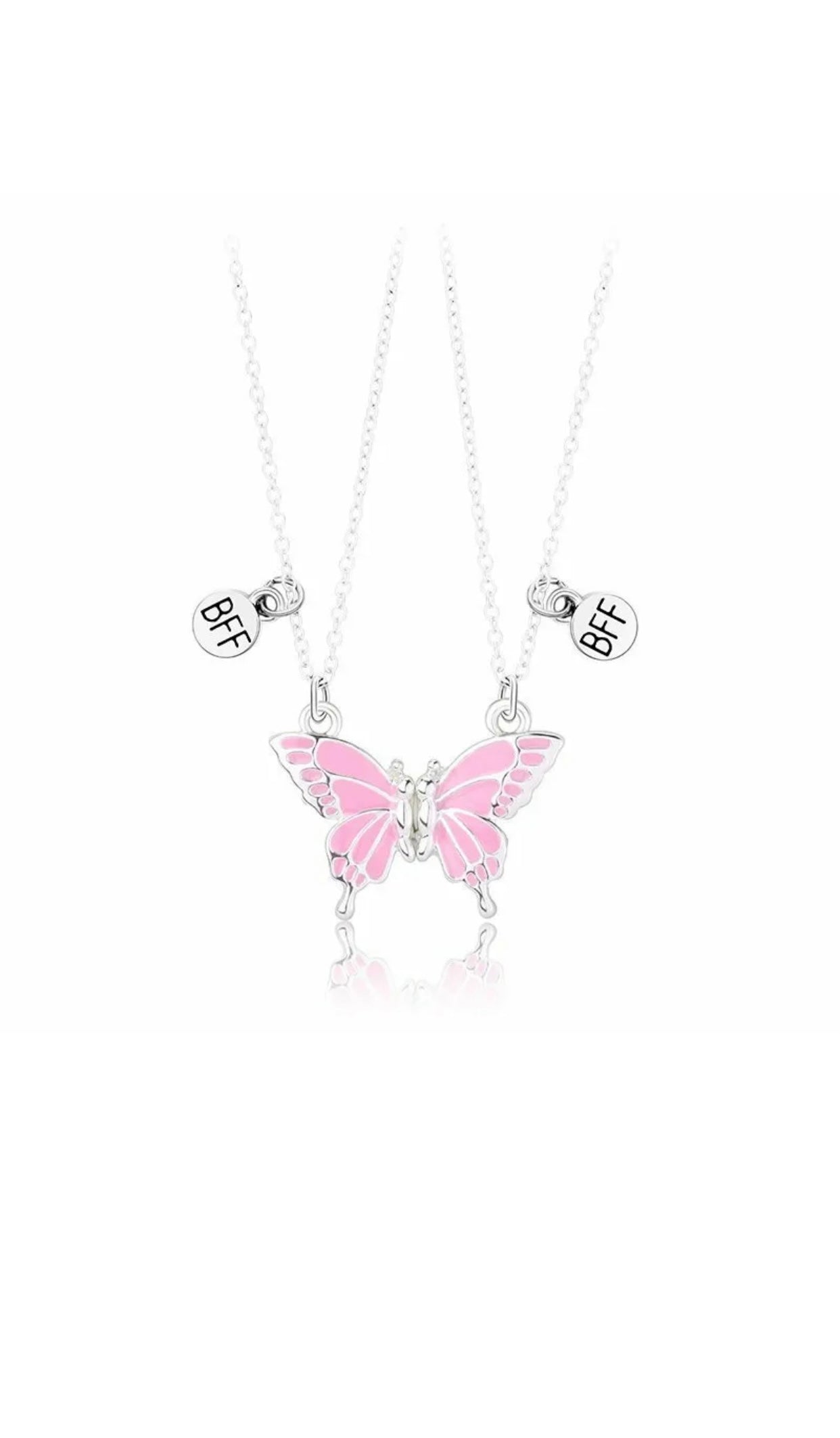 2Pcs Charm Butterfly Necklace BFF Magnetite Attract Pendant Friendship Nacklace