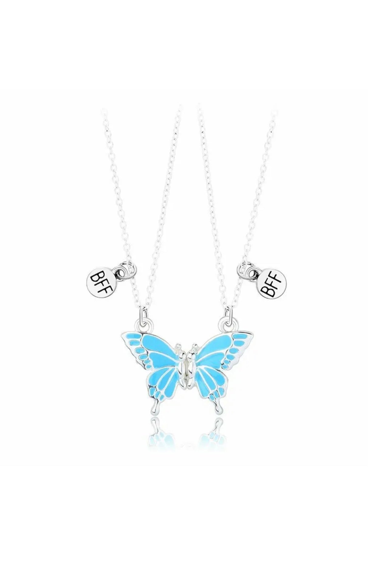 2Pcs Charm Butterfly Necklace BFF Magnetite Attract Pendant Friendship Nacklace